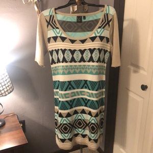 Geometric pattern sweater dress